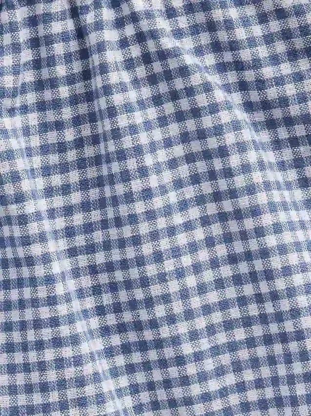 Çocuklar İçin Keten-Pamuklu Gingham Kolay Şortlar