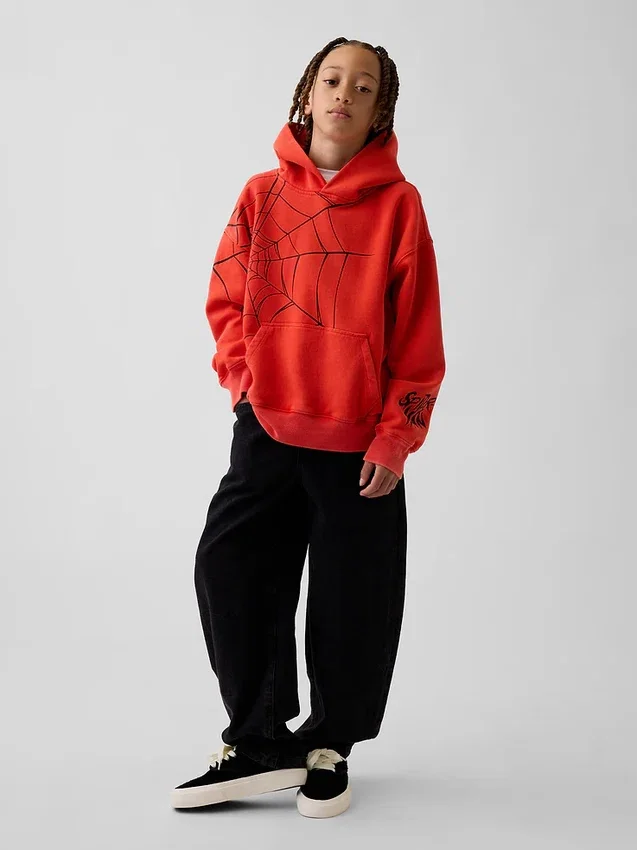 Çocuklar İçin Marvel Vintagesoft Örümcek Adam Bol Kesim Kapüşonlu Sweatshirt
