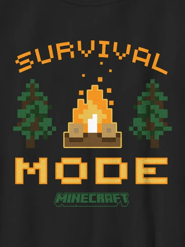 Çocuklar İçin Minecraft Hayatta Kalma Modu Grafik Tişört