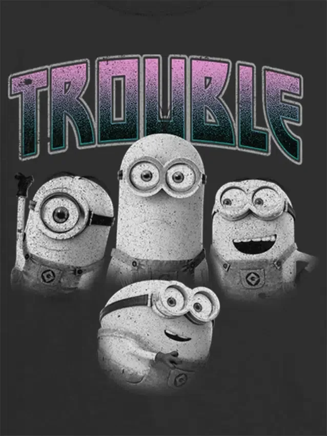 Çocuklar İçin Minions Trouble Grafik Tişört