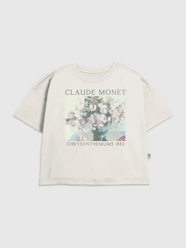 Çocuklar İçin Monet Çiçek Desenli Grafik Tişört