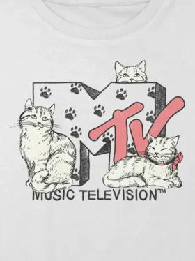 Çocuklar İçin MTV Cats Grafikli Boxy Crop Tişört