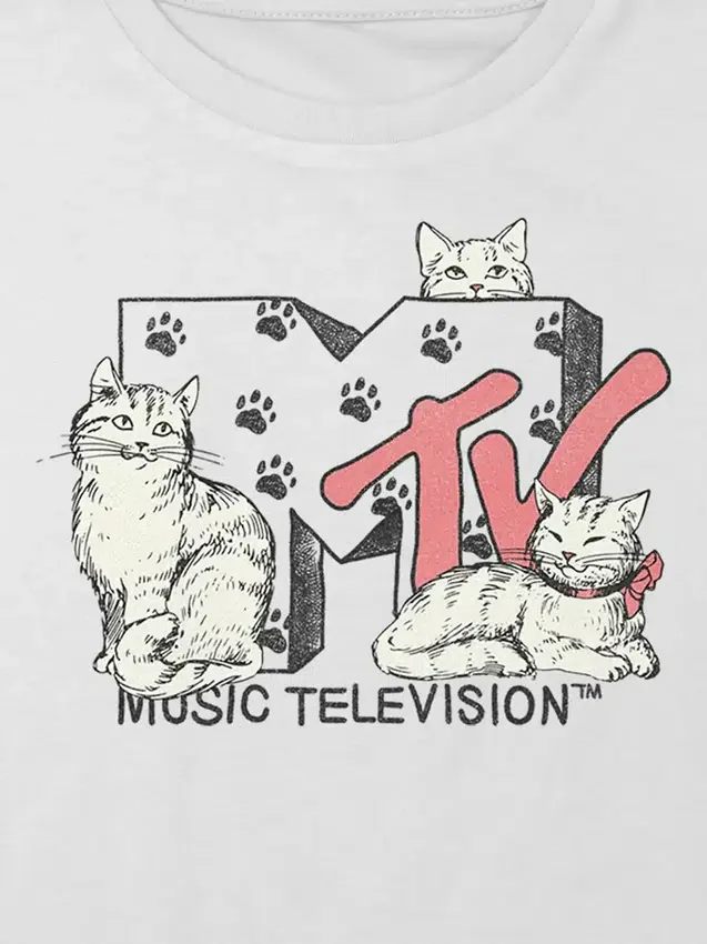 Çocuklar İçin MTV Cats Grafikli Boxy Crop Tişört