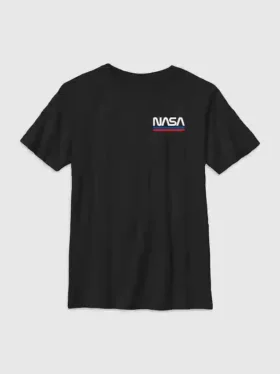 Çocuklar İçin NASA Nakışlı Logo Grafik Tişört