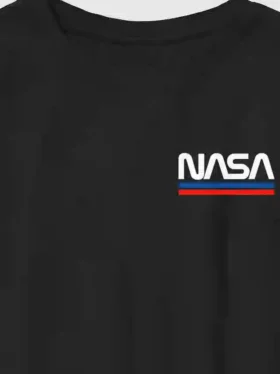 Çocuklar İçin NASA Nakışlı Logo Grafik Tişört