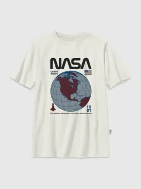 Çocuklar İçin NASA Retro Küre Desenli Tişört