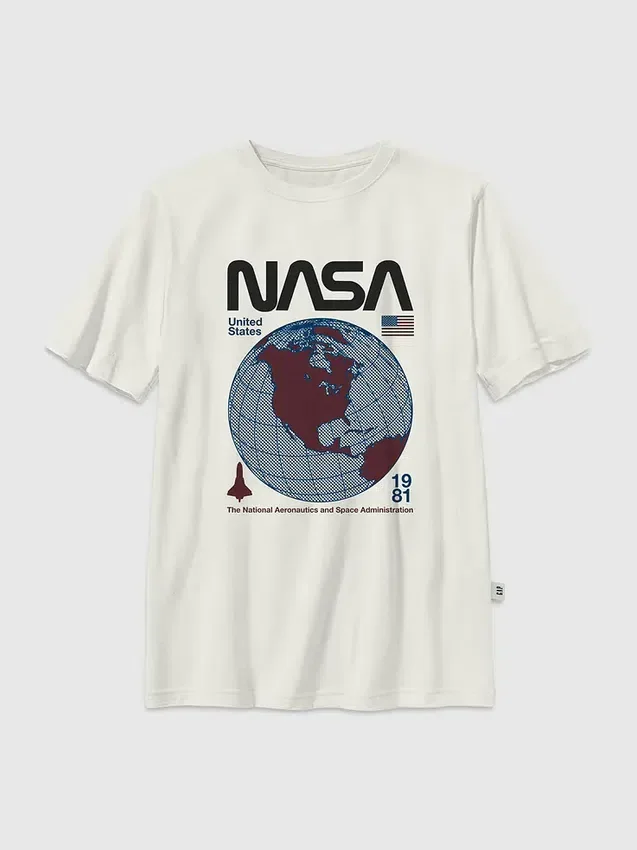 Çocuklar İçin NASA Retro Küre Desenli Tişört