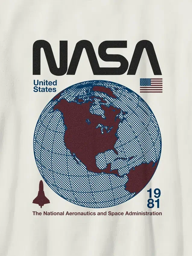 Çocuklar İçin NASA Retro Küre Desenli Tişört