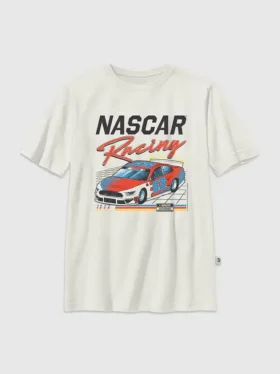 Çocuklar İçin Nascar Retro Yarışçı Desenli Tişört