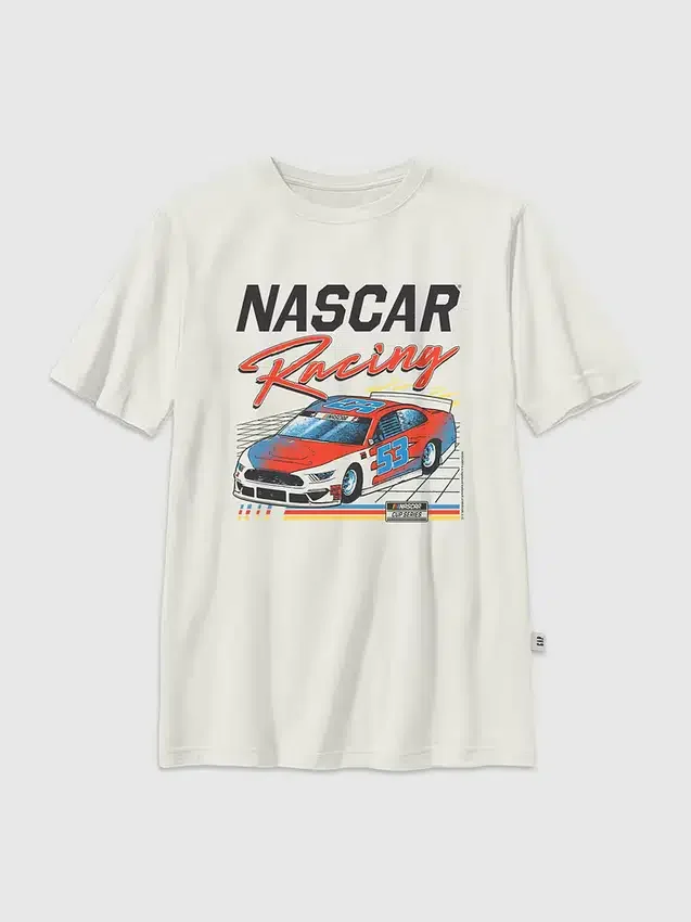 Çocuklar İçin Nascar Retro Yarışçı Desenli Tişört