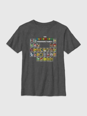 Çocuklar İçin Nintendo Periyodik Tablo Desenli Tişört