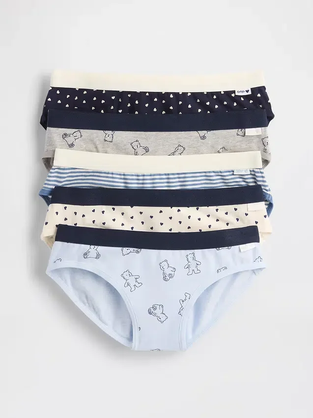 Çocuklar İçin Organik Esnek Pamuklu Bikini Külot (5'li Paket)