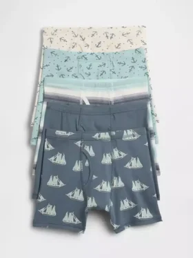 Çocuklar İçin Organik Esnek Pamuklu Boxer Şortlar (5'li Paket)
