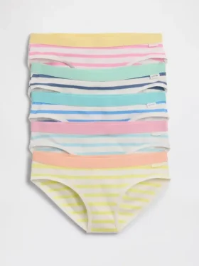 Çocuklar İçin Organik Esnek Pamuklu Çizgili Bikini Külot (5'li Paket)