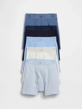 Çocuklar İçin Organik Esnek Pamuklu Logolu Boxer Külot (5'li Paket)