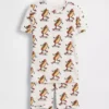 Çocuklar İçin Organik Fırçalanmış Pamuklu Hot Dog Pijama Şortlar Seti