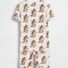 Çocuklar İçin Organik Fırçalanmış Pamuklu Hot Dog Pijama Şortlar Seti