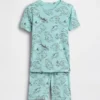 Çocuklar İçin Organik Fırçalanmış Pamuklu Korsan Haritası Pijama Şortlar Seti
