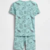 Çocuklar İçin Organik Fırçalanmış Pamuklu Korsan Haritası Pijama Şortlar Seti