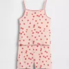 Çocuklar İçin Organik Fırçalanmış Pamuklu Pijama Cami ve Şortlar Seti