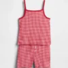 Çocuklar İçin Organik Fırçalanmış Pamuklu Pijama Cami ve Şortlar Seti