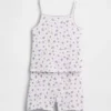 Çocuklar İçin Organik Fırçalanmış Pamuklu Pijama Cami ve Şortlar Seti