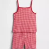 Çocuklar İçin Organik Fırçalanmış Pamuklu Pijama Cami ve Şortlar Seti