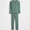 Çocuklar İçin Organik Fırçalanmış Pamuklu Pijama Seti