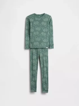 Çocuklar İçin Organik Fırçalanmış Pamuklu Pijama Seti