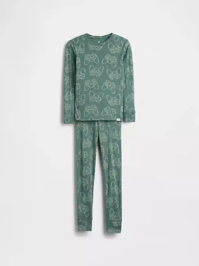 Çocuklar İçin Organik Fırçalanmış Pamuklu Pijama Seti