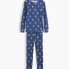 Çocuklar İçin Organik Fırçalanmış Pamuklu Pijama Seti