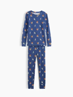 Çocuklar İçin Organik Fırçalanmış Pamuklu Pijama Seti