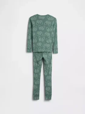Çocuklar İçin Organik Fırçalanmış Pamuklu Pijama Seti