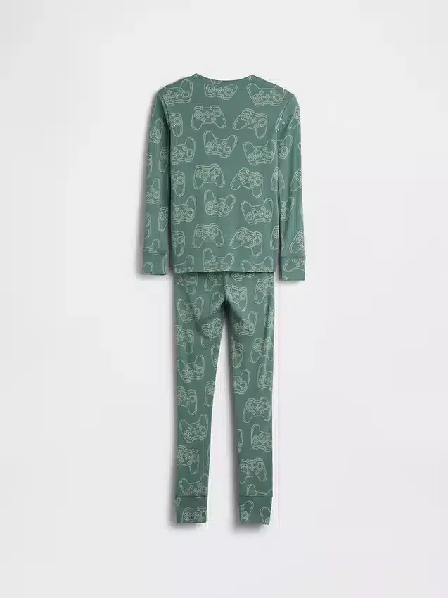 Çocuklar İçin Organik Fırçalanmış Pamuklu Pijama Seti
