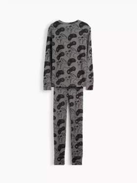 Çocuklar İçin Organik Fırçalanmış Pamuklu Pijama Seti