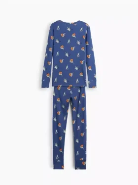 Çocuklar İçin Organik Fırçalanmış Pamuklu Pijama Seti