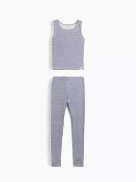 Çocuklar İçin Organik Fırçalanmış Pamuklu Tank ve Tayt Pijama Seti