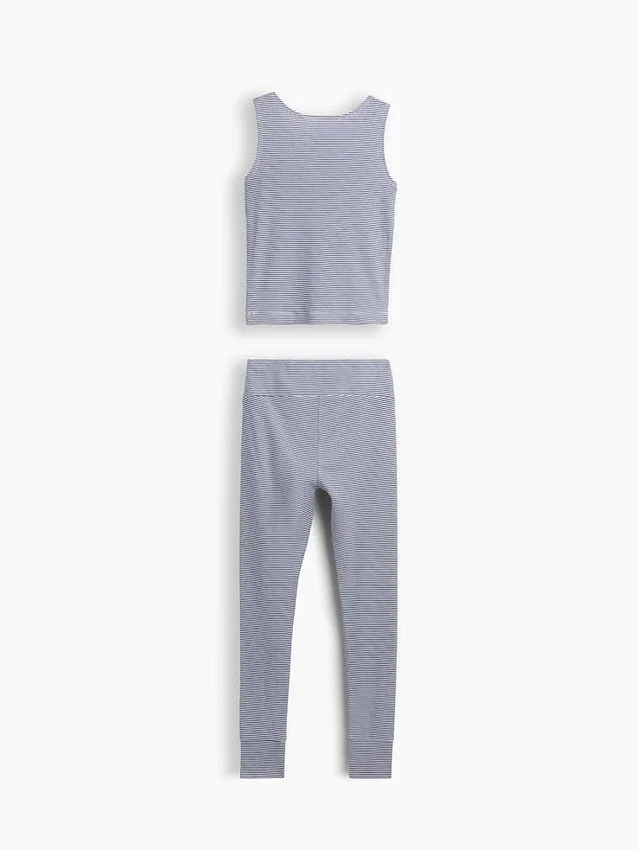 Çocuklar İçin Organik Fırçalanmış Pamuklu Tank ve Tayt Pijama Seti
