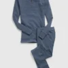 Çocuklar İçin Organik Pamuklu Henley Pijama Seti