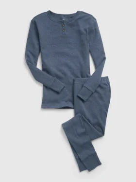 Çocuklar İçin Organik Pamuklu Henley Pijama Seti