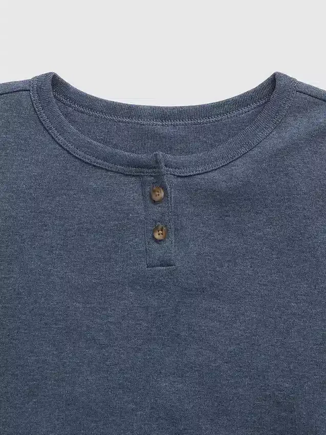 Çocuklar İçin Organik Pamuklu Henley Pijama Seti