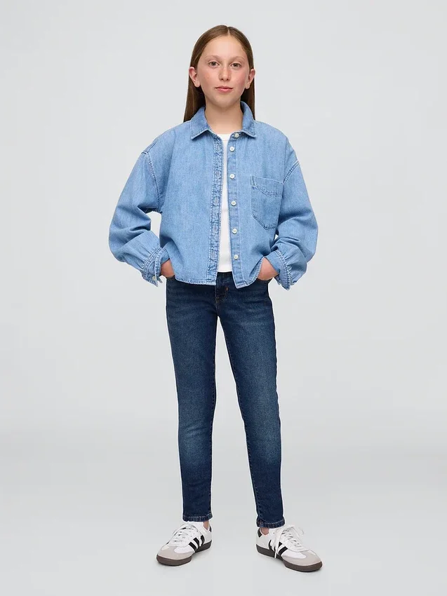 Çocuklar İçin Orta Bel Günlük Süper Skinny Jean'ler