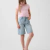 Çocuklar İçin Orta Bel Uzun Kesim Denim Şortlar