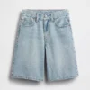 Çocuklar İçin Orta Bel Uzun Kesim Denim Şortlar