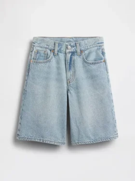 Çocuklar İçin Orta Bel Uzun Kesim Denim Şortlar