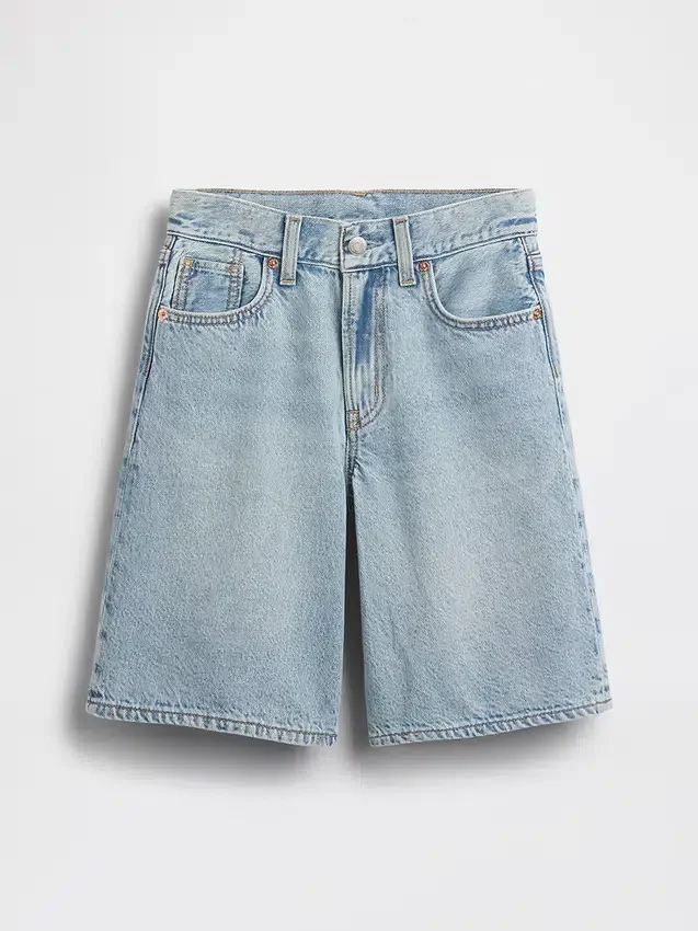 Çocuklar İçin Orta Bel Uzun Kesim Denim Şortlar