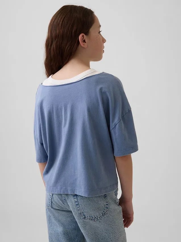 Çocuklar İçin Oversized Geniş Yaka Tişört