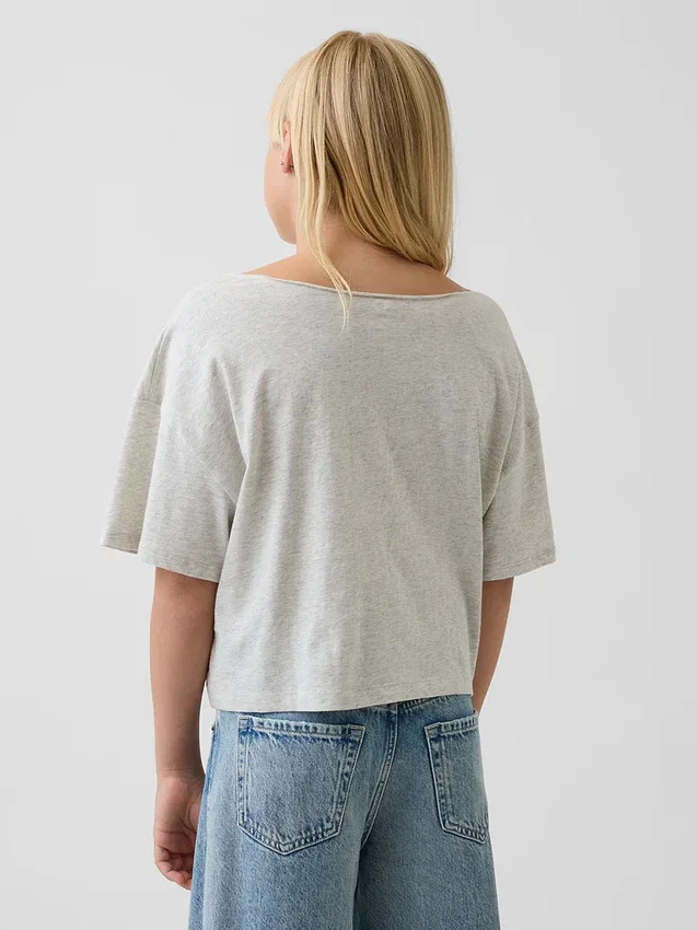 Çocuklar İçin Oversized Geniş Yaka Tişört