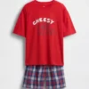 Çocuklar İçin Oversized Geri Dönüştürülmüş Pijama Şort Seti