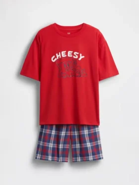 Çocuklar İçin Oversized Geri Dönüştürülmüş Pijama Şort Seti
